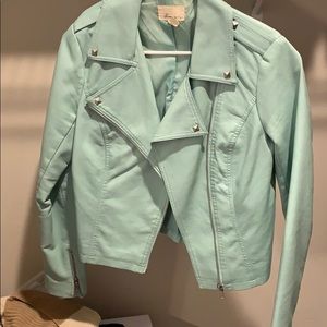 Mint green leather jacket